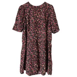 Old Navy Floral Mini Dress Womens Sz 2X Cottage Peasant Keyhole Back Tunic